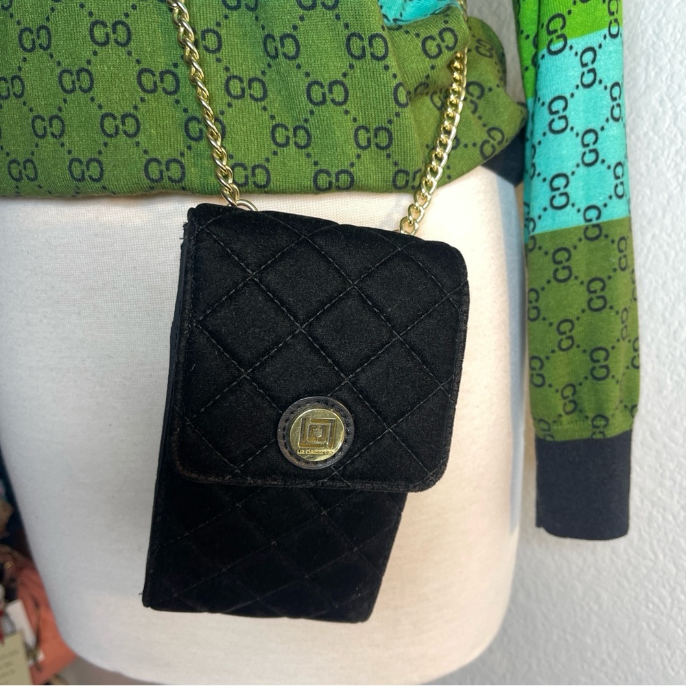 LIZ CLAIBORNE cross-body bag quilted velvet flap with snap and zipper pocket